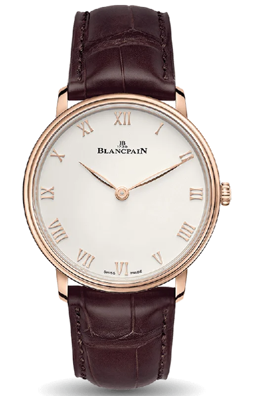 Blancpain Villeret Ultraplate Red Gold Ultra-Slim Alligator Men's Watch - 6605 3642 55B