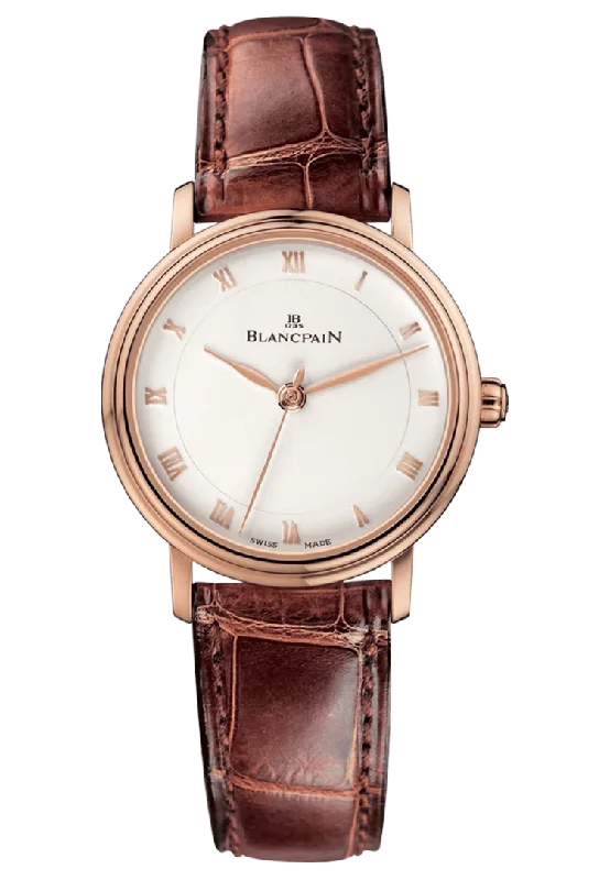 Blancpain Villeret Ultraplate Red Gold Ultra-Slim Brown Alligator Ladies Watch - 6102 3642 55A