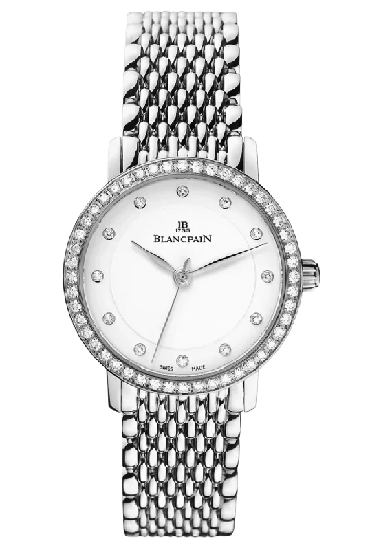 Blancpain Villeret Ultraplate Steel Mille Mailles Diamond Ultra-Slim Ladies Watch - 6102 4628 MMB