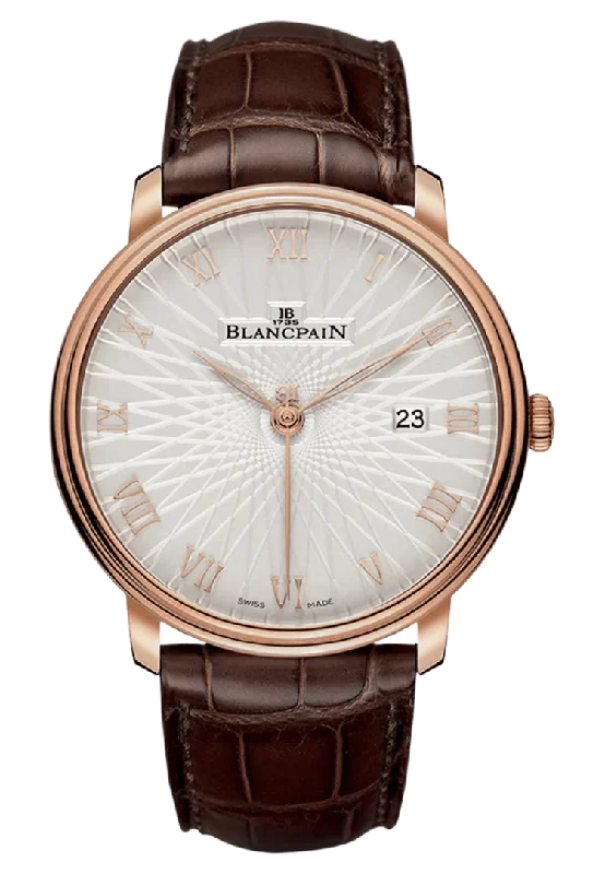 Blancpain Villeret Ultraplate Ultra-Slim Red Gold Brown Alligator Men's Watch - 6651C 3642 55A