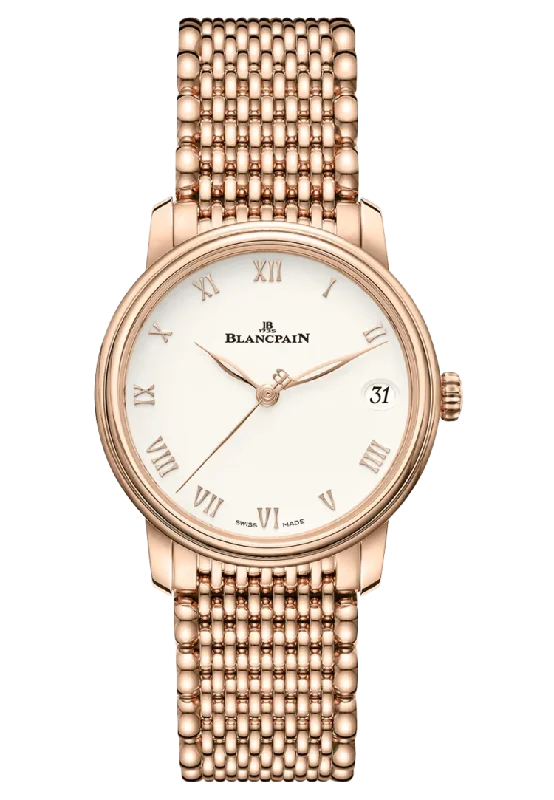 Blancpain Villeret Women Date Red Gold Mille Mailles Ultra-Slim Ladies Watch - 6127 3642 MMB