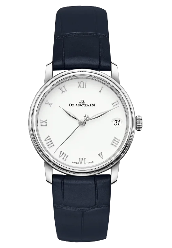 Blancpain Villeret Women Date Ultra-Slim Blue Alligator Ladies Watch - 6127 1127 55B