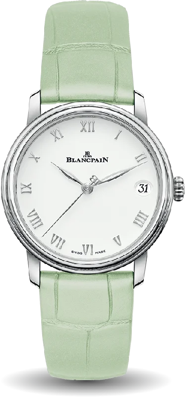 Blancpain Villeret Women Date Ultra-Slim Green Alligator Ladies Watch - 6127 1127 95A