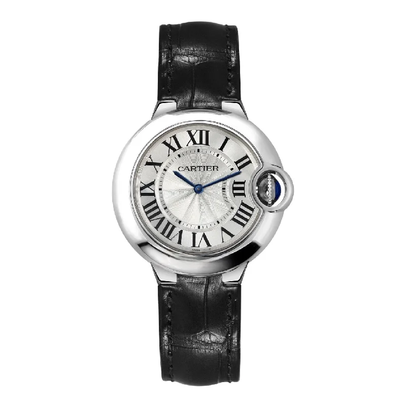 Cartier Ballon Blanc de Cartier 33mm | black alligator leather Bracelet | lacquered Dial stainless steel Bezel | Unisex Watch ref. WSBB0034