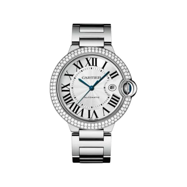 Cartier Ballon Bleu Silver Dial 18kt White Gold Mens Watch WE9009Z3