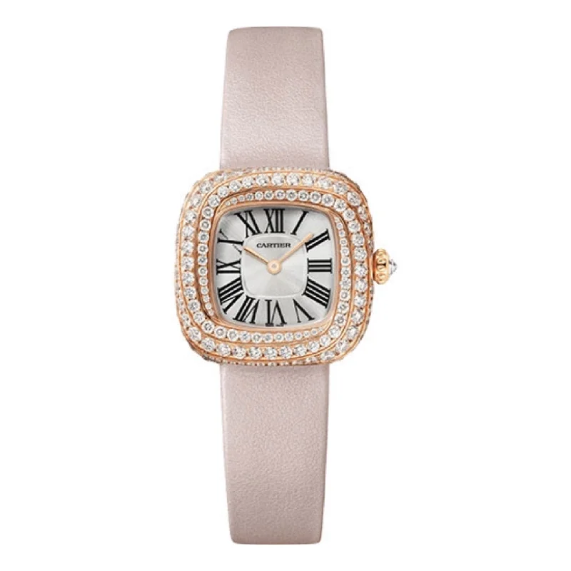 Cartier Coussin de Cartier 27.1mm | beige calfskin strap Bracelet | sunray silver Dial rose gold Bezel | Ladies Watch ref. WJCS0004