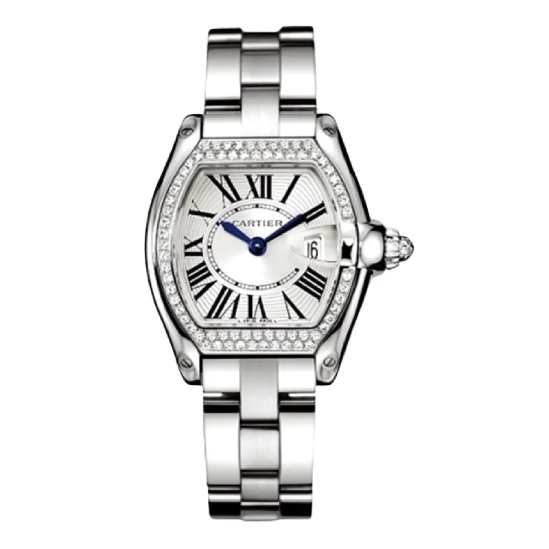 Cartier Roadster 36.5mm | White Gold Bracelet | Silver Dial Diamond Bezel | White Gold Case | Women's Watch ref. WE5002X2