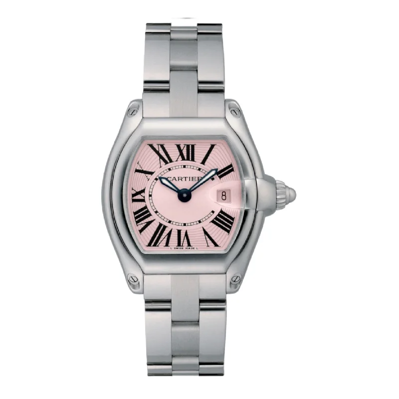 Cartier Roadster 36mm | Stainless Steel Bracelet | Sunray Pink Dial | Men's Watch ref. W62017V3