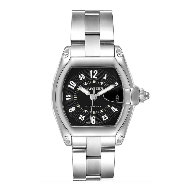 Cartier Roadster 38mm | Stainless Steel Bracelet | Black Dial | Men's Watch ref. W62004V3