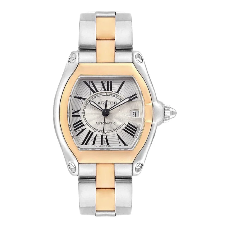 Cartier Roadster 44.3mm | Yellow Gold & Stainless Steel Bracelet | Sunray Silver Dial | Men's Watch ref. W62031Y4