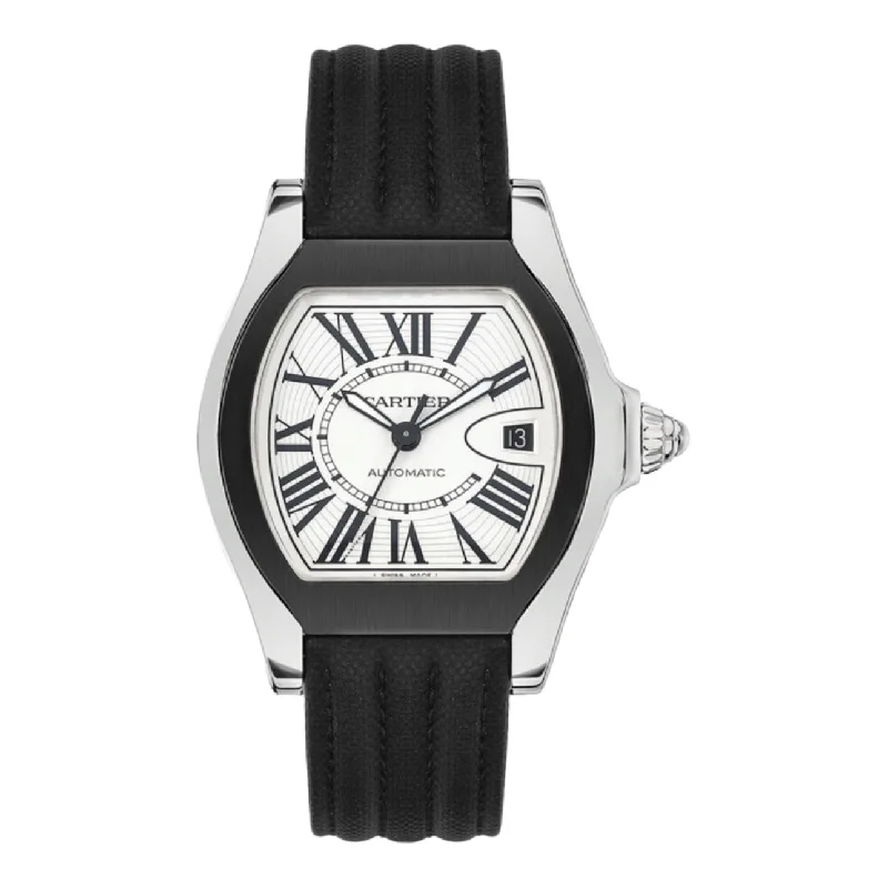 Cartier Roadster 46mm | Black Rubber Strap | Silver Dial | DLC-PVD Stainless Steel Case | Men's Watch ref. W6206018