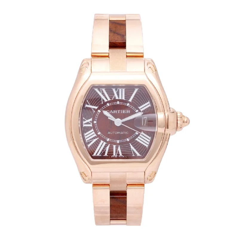 Cartier Roadster 48mm | Rose Gold Bracelet | Walnut Burl Brown Dial | Rose Gold Case | Men's Watch ref. W6206001