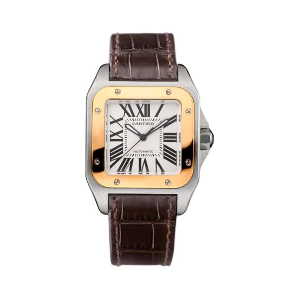 Cartier Santos 100 18kt Rose Gold and Steel Midsize Watch W20107X7