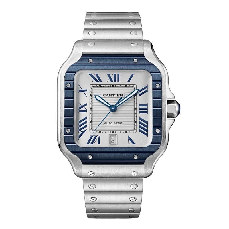 Cartier Santos 100 40mm | Stainless Steel Bracelet | Silver Dial Steel Bezel | Men's Watch ref. WSSA0047