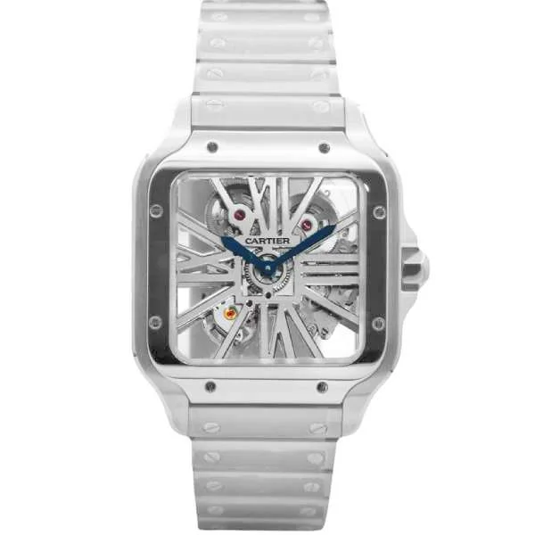 Cartier Santos de Cartier, 40mm, Stainless Steel, Skeleton Dial, WHSA0015