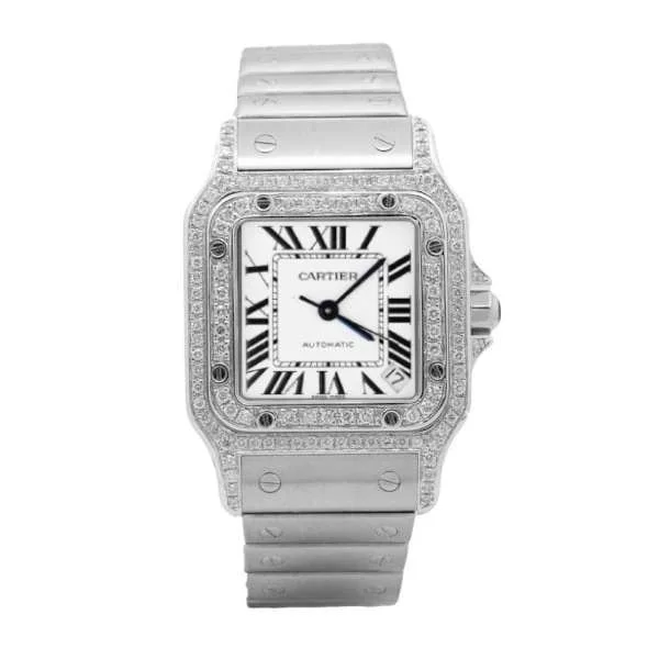 Cartier Santos de Cartier, Stainless Steel, 32mm, White dial, Watch 2823