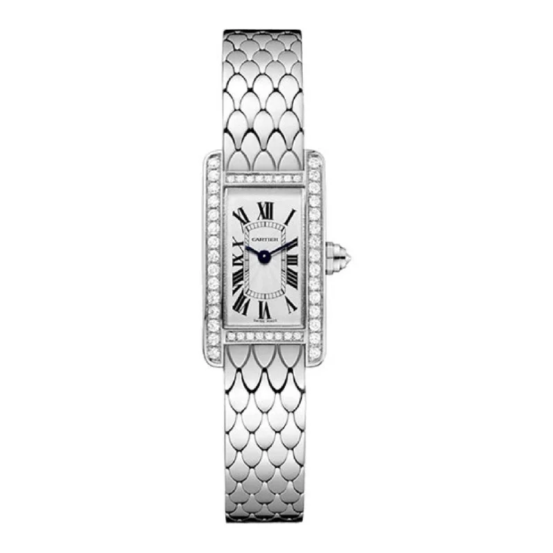 Cartier Tank Americaine 27mm | 18K white gold Bracelet | Silver Dial Diamond Bezel | Ladies Watch ref. WB710013