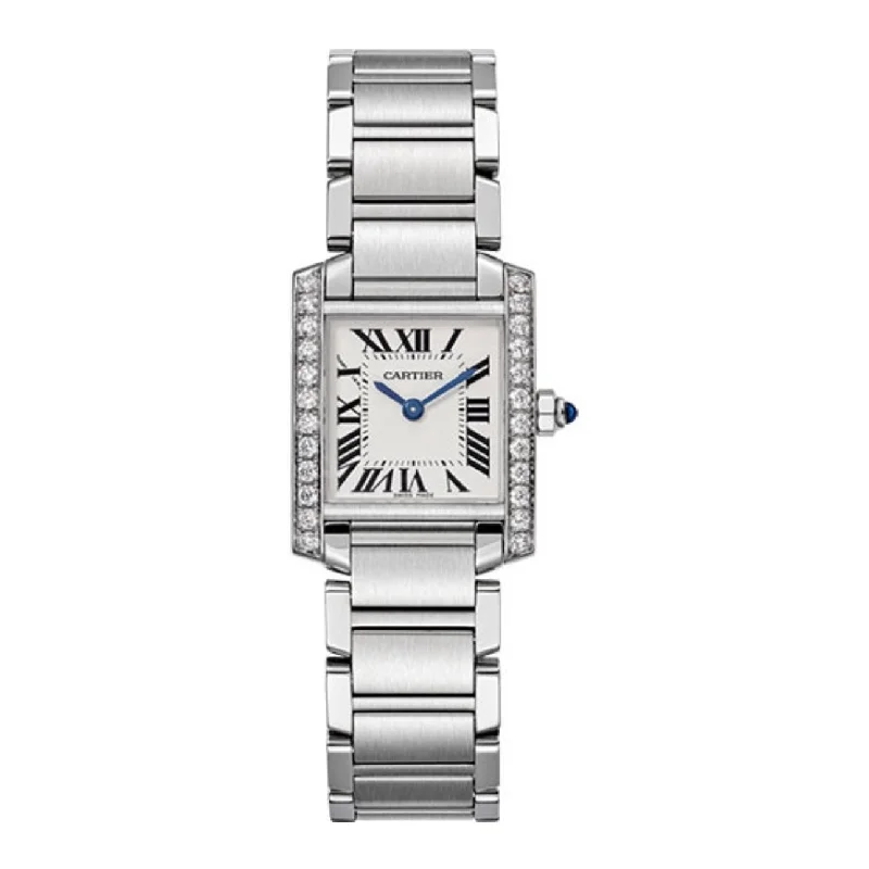 Cartier Tank Francaise 25.20mm | Stainless Steel Bracelet | silver Dial Stainless Steel Diamond Bezel | Ladies Watch ref. W4TA0008