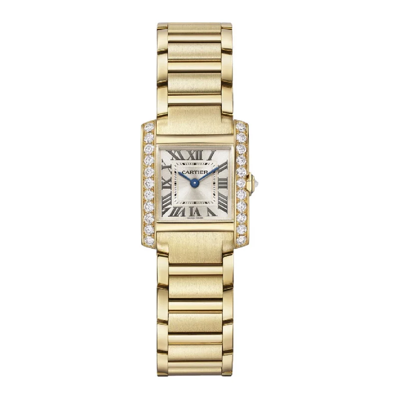 Cartier Tank Francaise 25.7mm | yellow gold Bracelet | golden sunray Dial yellow gold diamond Bezel | Ladies Watch ref. WJTA0039