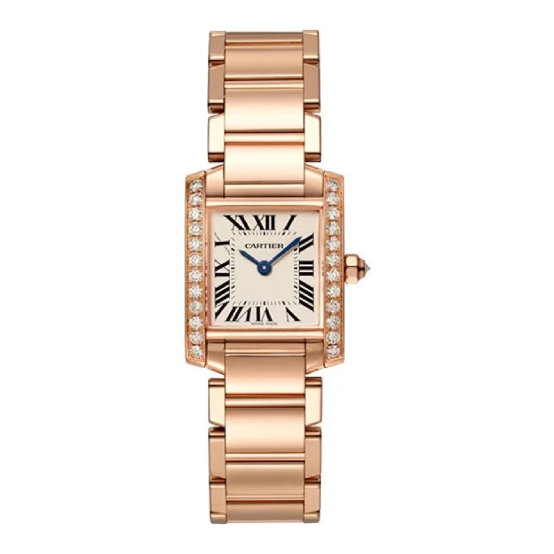 Cartier Tank Francaise 25mm | rose gold Bracelet | silver Dial rose gold diamond Bezel | Ladies Watch ref. WJTA0022