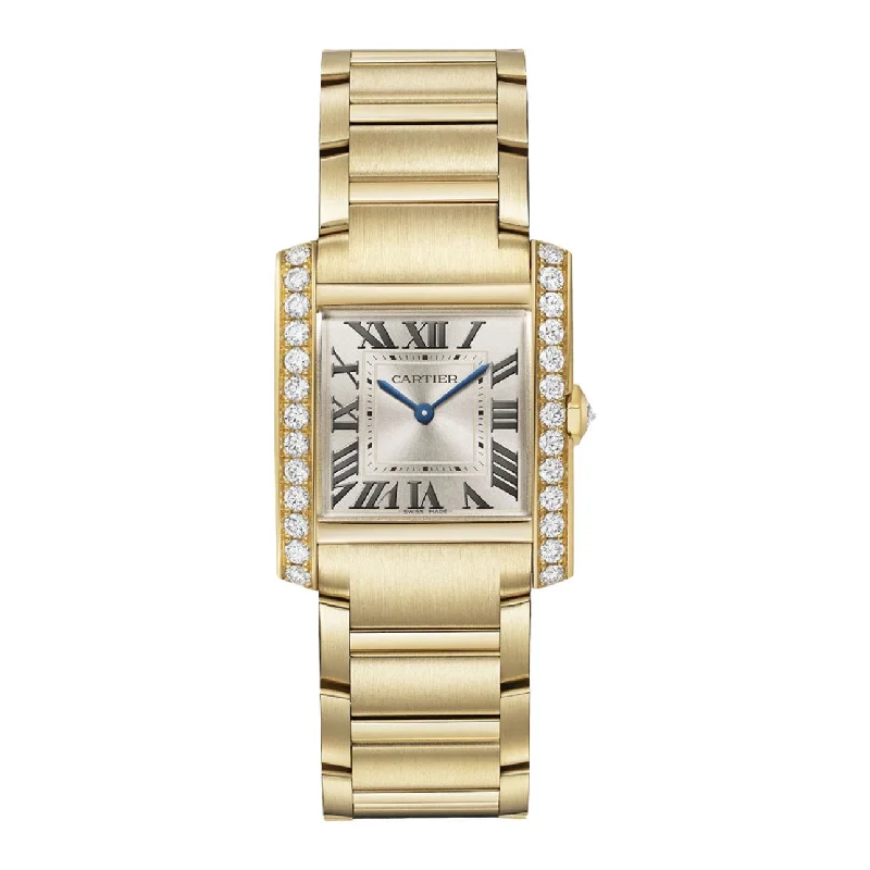 Cartier Tank Francaise 32mm | yellow gold Bracelet | golden sunray Dial yellow gold diamond Bezel | Men's Watch ref. WJTA0040