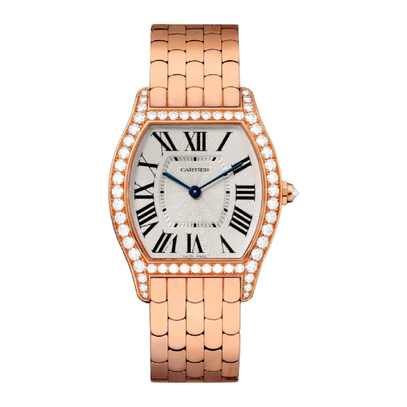 Cartier Tortue 31mm | Rose Gold Bracelet | Silver Dial Rose Gold Bezel | Rose Gold Case | Ladies Watch ref. W1556366