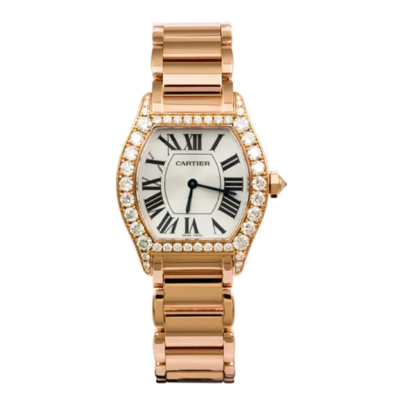 Cartier Tortue Francaise 34mm | Rose Gold Bracelet | Silver Dial diamond Bezel | Rose Gold Case | Ladies Watch ref. WA50703I