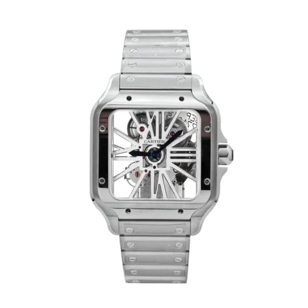 Cartier SANTOS DE CARTIER, 39.8mm Stainless Steel, Skeleton Dial, WHSA0015