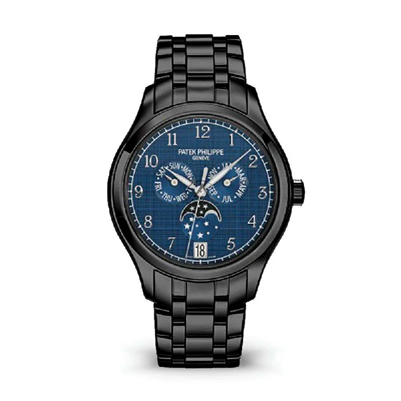 Patek Philippe Complications Annual Calendar 38mm Watch - Ref: 4947-1A-001 - Blue Moon-Phase Dial, Black PVD Stainless Steel Case Black PVD Stainless Steel Bracelet