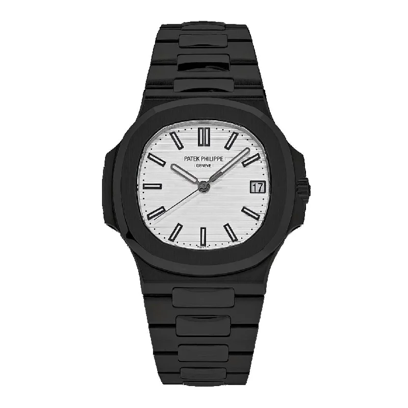 Patek Philippe Nautilus 40mm Watch - Ref: 5711/1A-011 - Silver White Dial, Black PVD Stainless Steel Bracelet