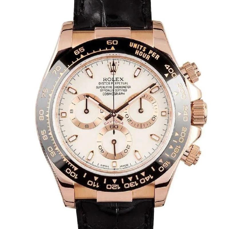 Rolex Cosmograph Daytona Everose Leather (Discontinued) Ivory Dial 116515LN