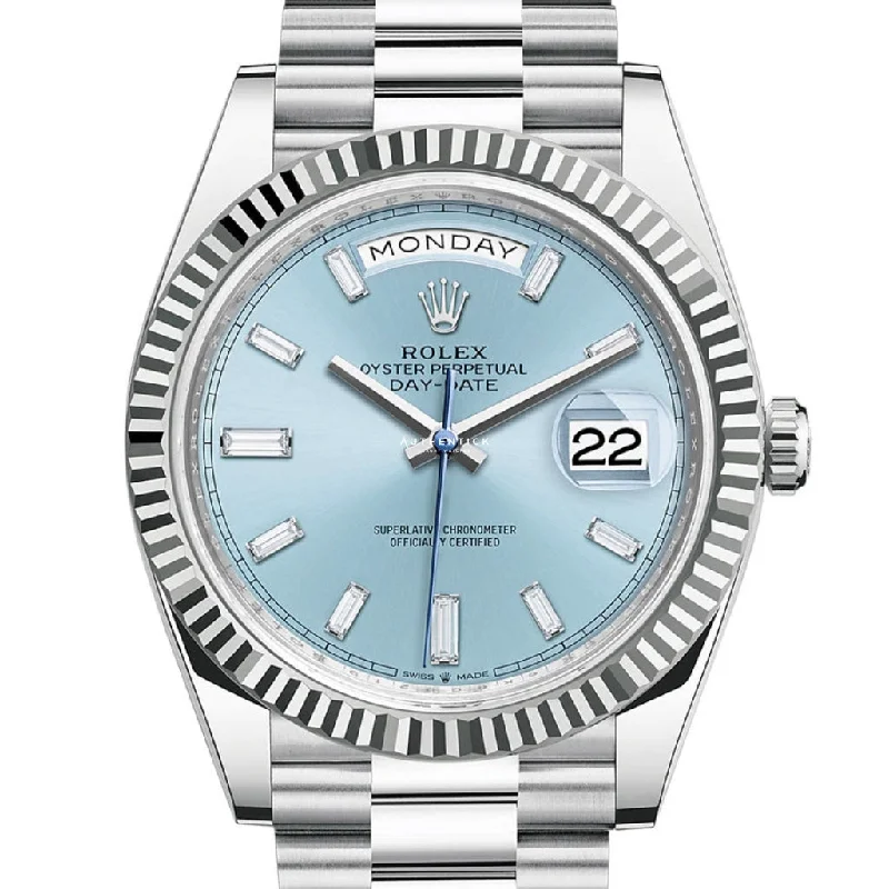 Rolex Day-Date 40 Platinum Ice Blue Baguette Dial 228236