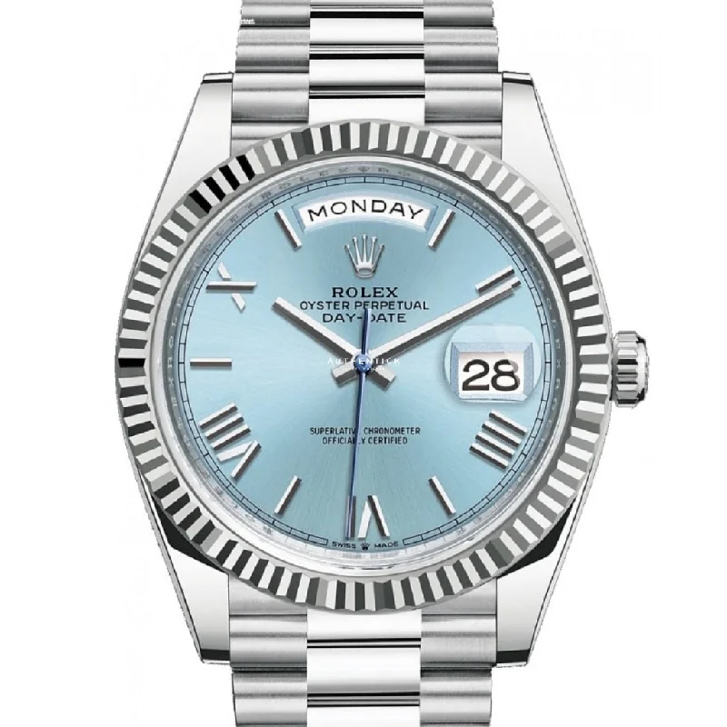 Rolex Day-Date 40 Platinum Ice Blue Roman Dial 228236