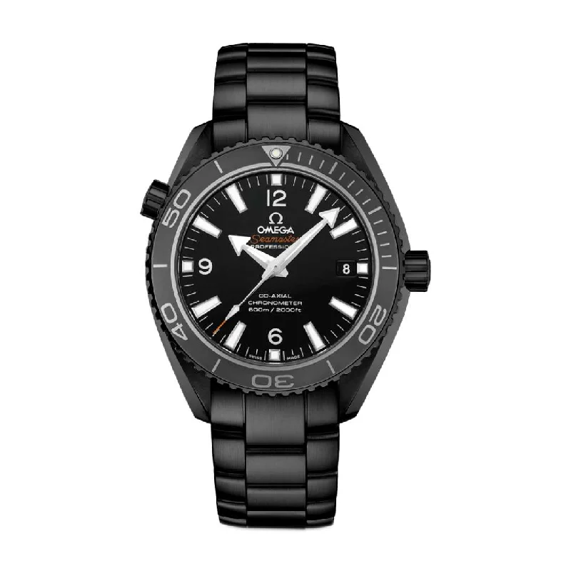 Black Omega DLC-PVD Seamaster Planet Ocean 42mm | Black DLC-PVD Stainless Steel bracelet | Black dial Black bezel | Men's Watch 232.30.42.21.01.001-pvd