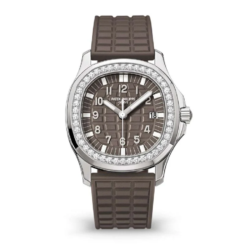 Patek Philippe Aquanaut Luce 35.6mm Watch - Ref: 5067A-023 - Safari Brown Dial & Diamond Bezel in Stainless Steel Case Safari Brown Polymer Rubber Strap