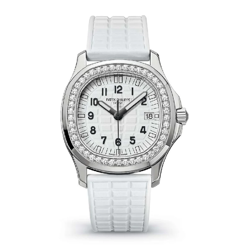 Patek Philippe Aquanaut Luce 35.6mm Watch - Ref: 5067A-024 - Pearly White Dial & Diamond Bezel in Stainless Steel Case Pearly White Polymer Rubber Strap