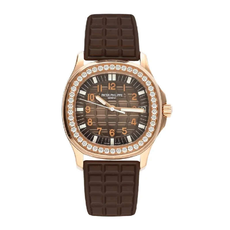 Patek Philippe Aquanaut Luce 35.6mm Watch - Ref: 5068R-001 - Chocolate Brown Dial, 18K Rose Gold Chocolate Brown Polymer Rubber Strap