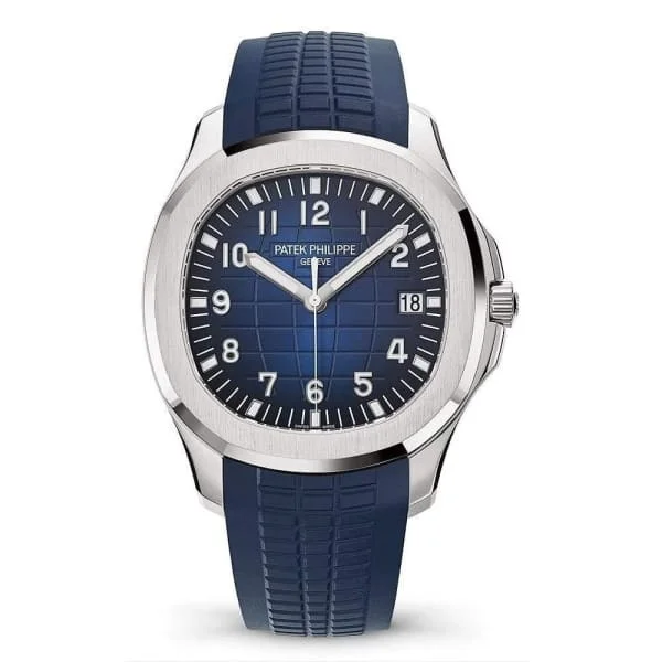 Patek Philippe Aquanaut 42.2mm Watch - Ref: 5168G-001 - Blue Dial, 18K White Gold Blue Polymer Rubber Strap