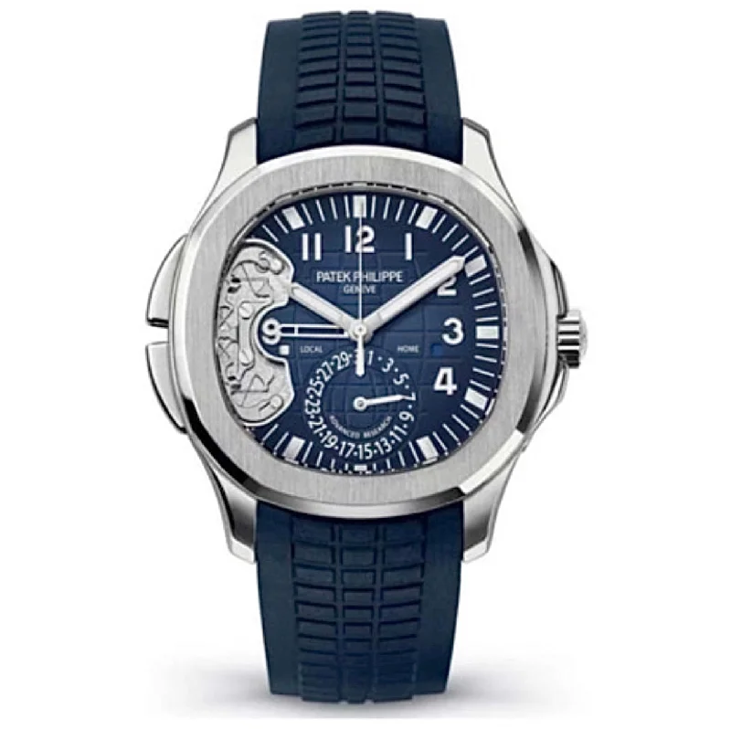 Patek Philippe Aquanaut Advanced Research Travel Time 40.8mm Watch - Ref: 5650G - Blue Dial, 18K White Gold Blue Polymer Rubber Strap