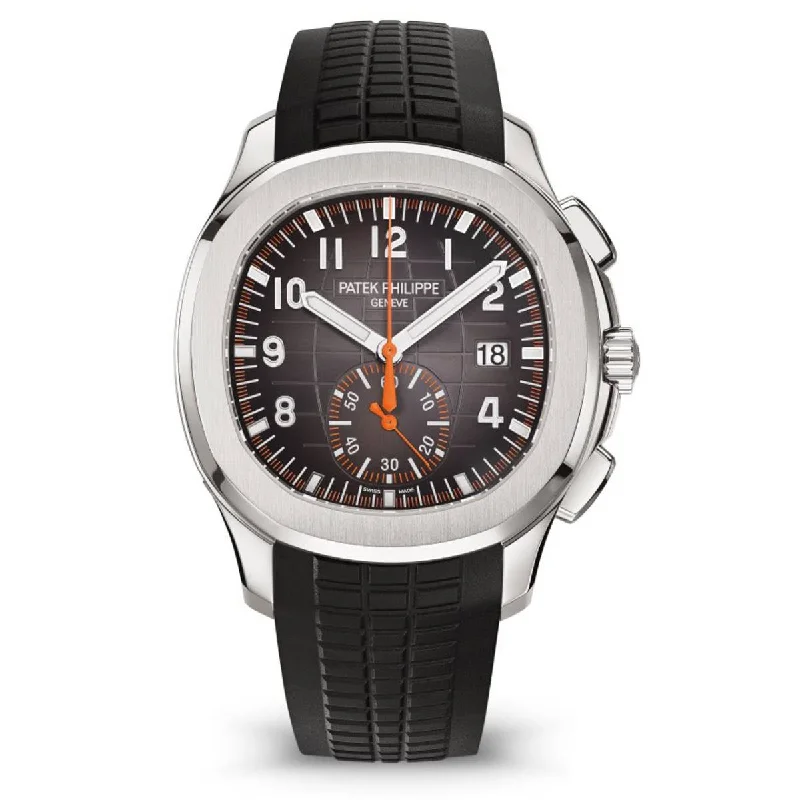 Patek Philippe Aquanaut Chronograph 42.2mm Watch - Ref: 5968A-001 - Black Dial, Stainless Steel Case Black Polymer Rubber Strap