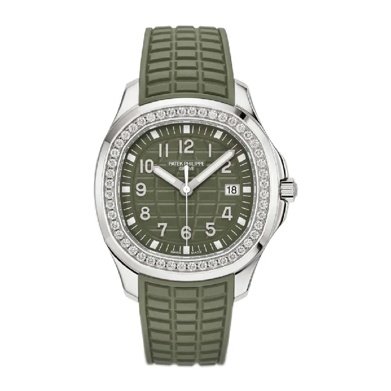 Patek Philippe Aquanaut Luce 38.8mm Watch - Ref: 5267/200A-011 - Khaki Green Dial & Diamond Bezel in Stainless Steel Case Khaki Green Polymer Rubber Strap