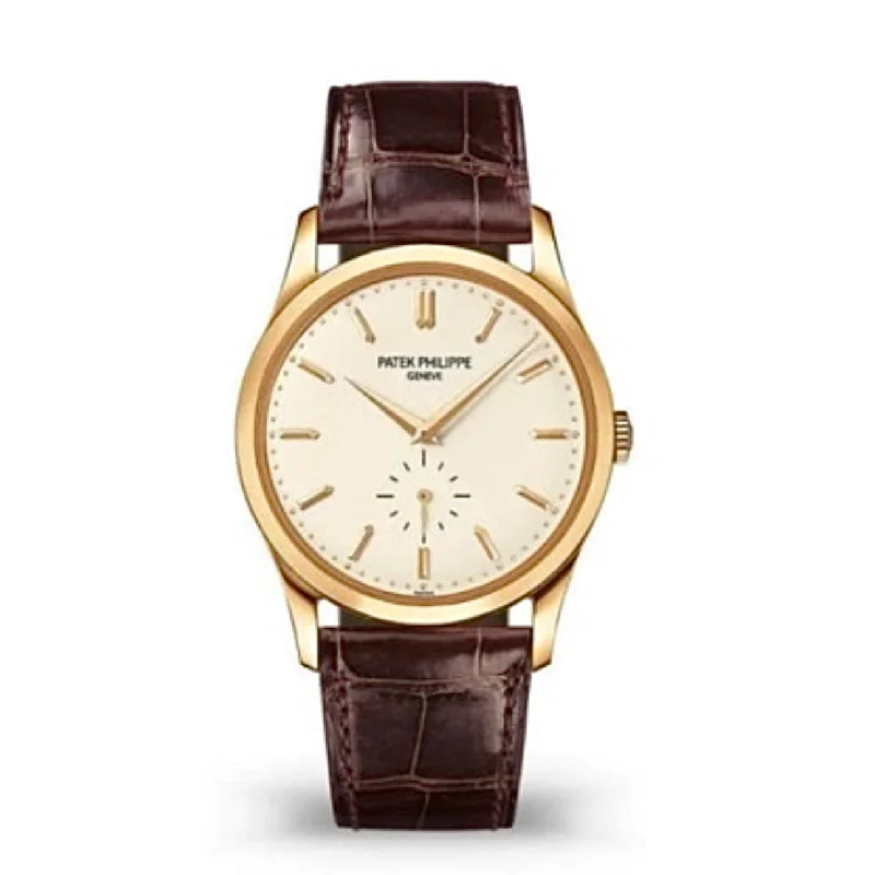 Patek Philippe Calatrava 37mm Watch - Ref: 5196J-001 - Silver Dial in 18K Yellow Gold Brown Alligator Strap