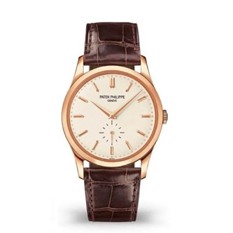 Patek Philippe Calatrava 37mm Watch - Ref: 5196R-001 - Silver Gray Dial in 18K Rose Gold Brown Alligator Strap