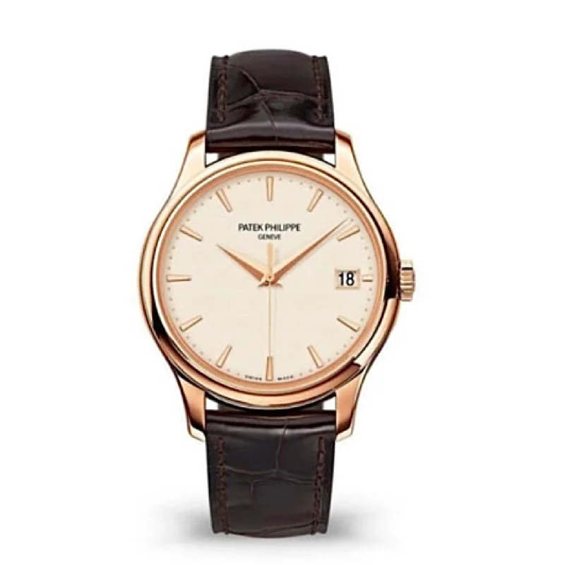 Patek Philippe Calatrava 39mm Watch - Ref: 5227R-001 - Ivory Dial in 18K Rose Gold Dark Chestnut Alligator Strap