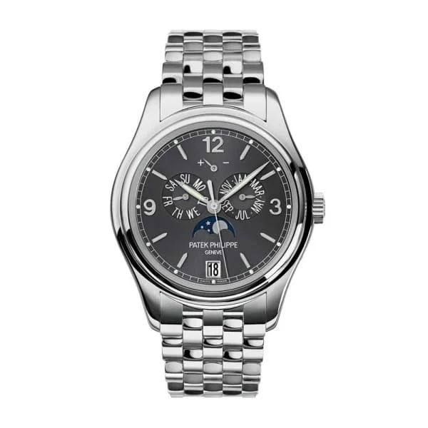 Patek Philippe Complications Annual Calendar 39mm Watch - Ref: 5146/1G-010 - Grey Moon-Phase Dial, 18K White Gold Bracelet