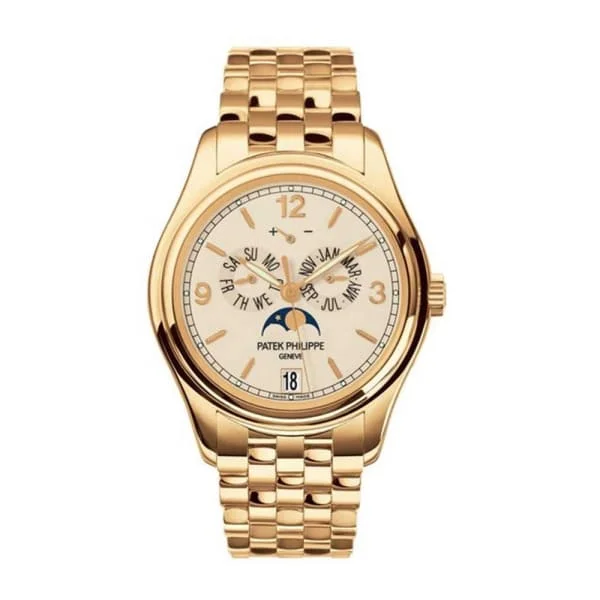 Patek Philippe Complications Annual Calendar 39mm Watch - Ref: 5146/1J-001 - Cream Moon-Phase Dial, 18K Yellow Gold Bracelet