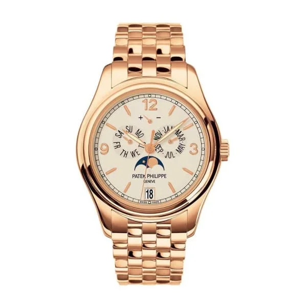 Patek Philippe Complications Annual Calendar 39mm Watch - Ref: 5146/1R-001 - Cream Moon-Phase Dial, 18K Rose Gold Bracelet