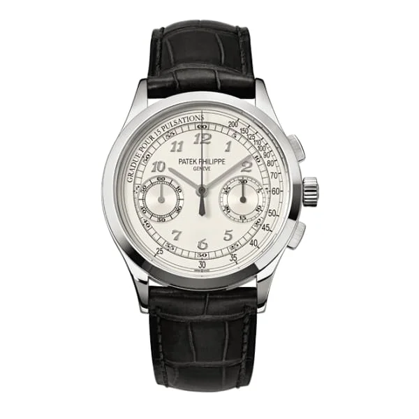 Patek Philippe Complications Chronograph 39.5mm Watch - Ref: 5170G-001 - White Dial in 18K White Gold Black Alligator Strap