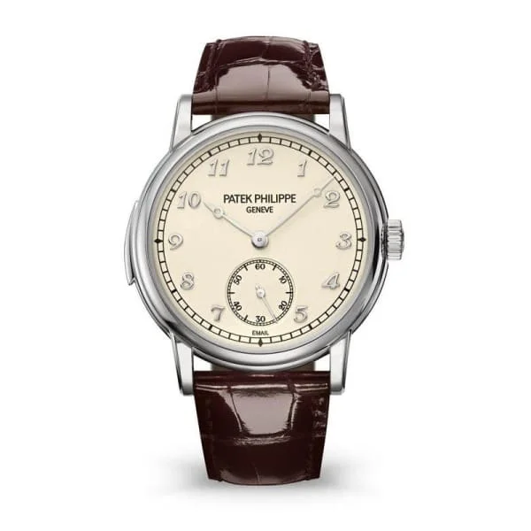 Patek Philippe Grand Complications  38mm Watch - Ref: 5078G-001 - Cream Enamel Dial in 18K White Gold Brown Leather Strap