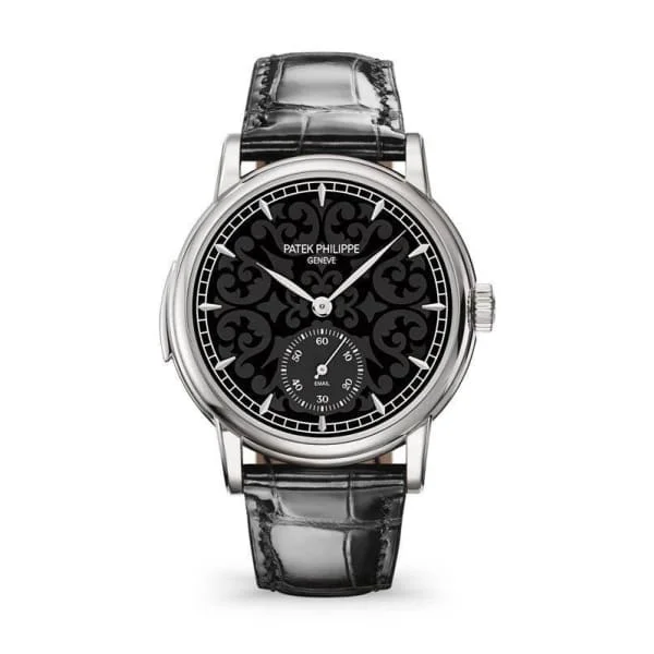 Patek Philippe Grand Complications  38mm Watch - Ref: 5078G-010 - Black Enamel Dial in 18K White Gold Black Alligator Strap